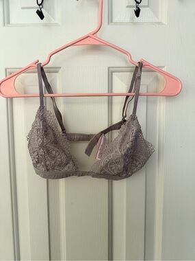 Victoria's Secret Lace Triangle Bralette in Taupe Gray